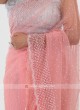 Peach Color Net Fabric Saree